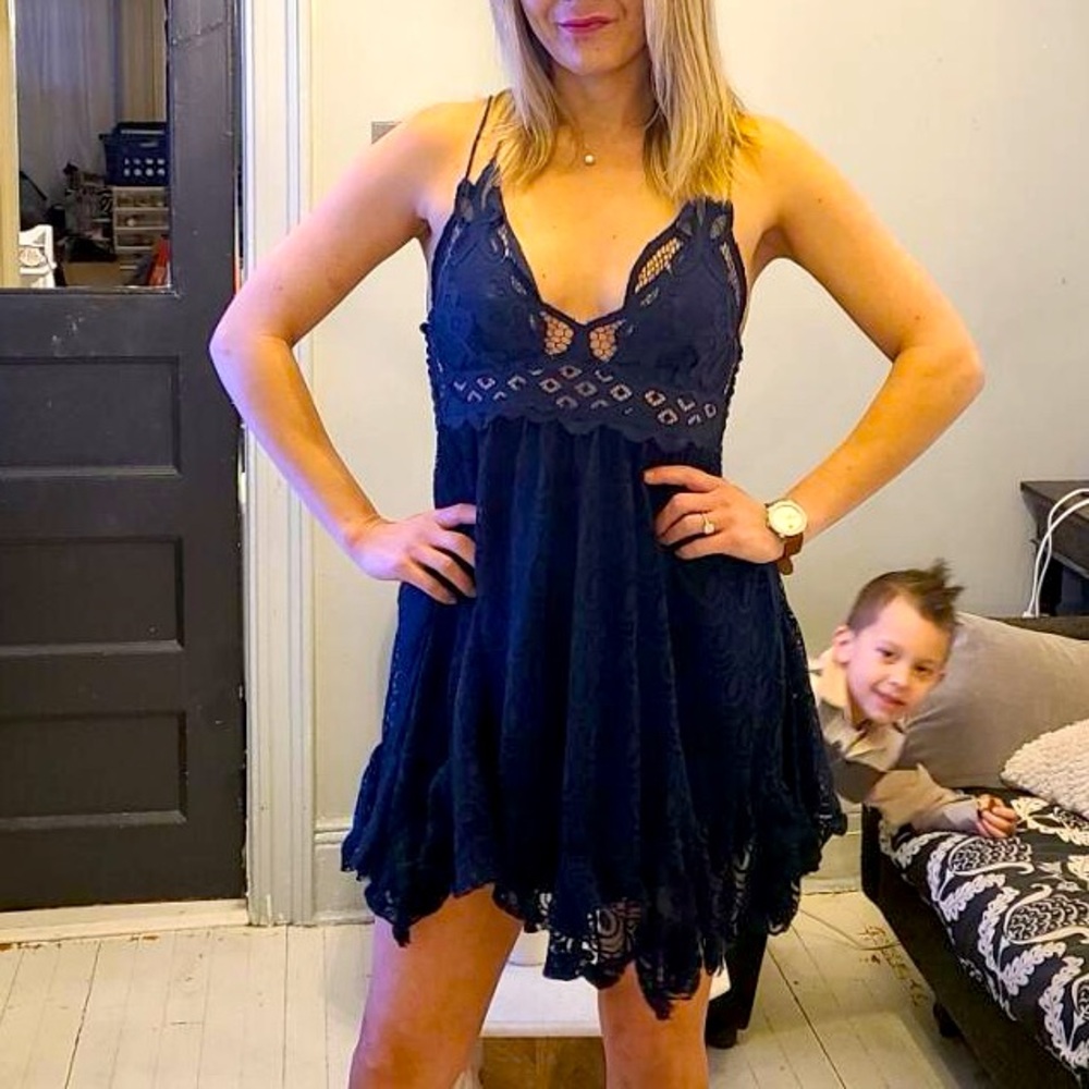 Free People Blue Spaghetti Strap Sundress